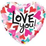 Ballon coeur Rose Rouge écriture I Love You.