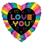 Ballon coeur love you multicolore
