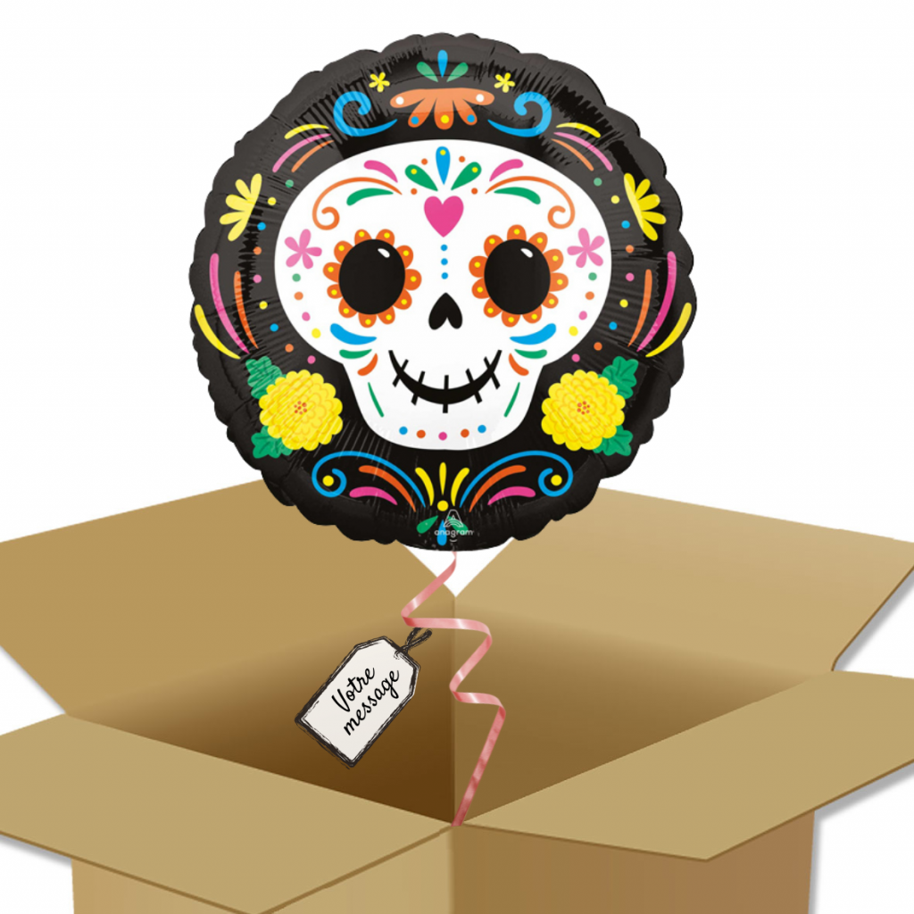 Bouquet de Ballons - Tête de squelette avec motifs colorés