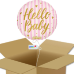 Bouquet de Ballons - Hello Baby - Ballon rond - Lignes Roses - Box