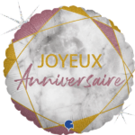 Bouquet de ballons-Ballon rond-Joyeux Anniversaire-Marbre