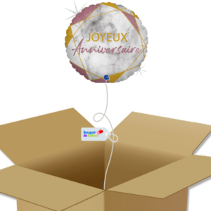 Bouquet de ballons-Ballon rond-Joyeux Anniversaire-Marbre-Box