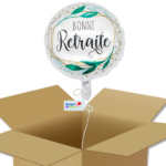 Bouquet de ballons-Bonne Retraite-Ballon Rond-Motif Vert et Or-Box