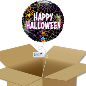 Bouquet de ballons-Happy Halloween-Ballon Rond-Araignées et toiles-Box
