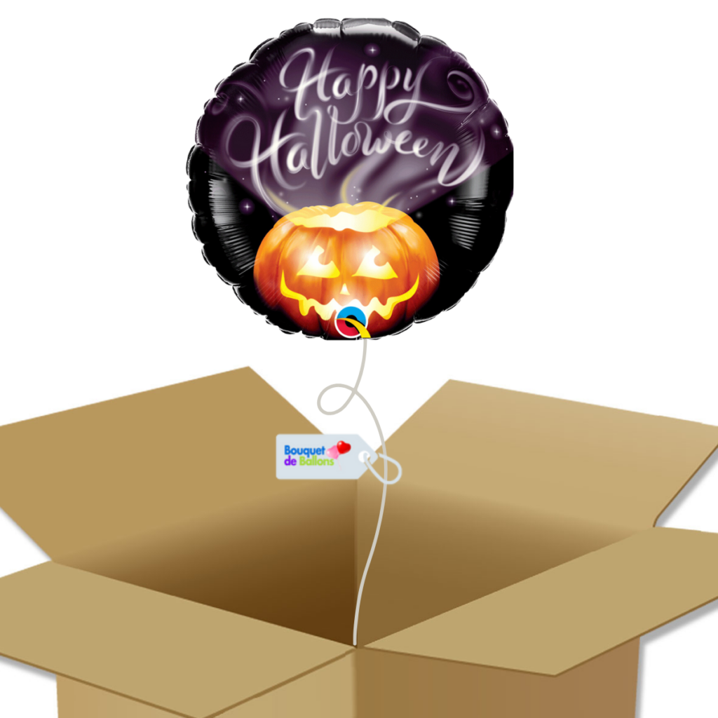 Bouquet de ballons-Happy Halloween-Ballon Rond-Citrouille Enfumée-Box