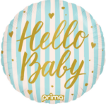 Bouquet de ballons-Hello Baby-Ballon Rond-Lignes Bleues