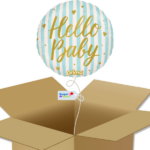 Bouquet de ballons-Hello Baby-Ballon Rond-Lignes Bleues-Box