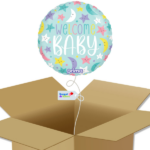 Bouquet de ballons-Welcome Baby-Ballon Rond-Lunes et Etoiles -Box