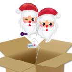 Ballons à mettre en ligne - Tête de père noël à mettre en ligne