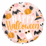 Ballon Halloween rose « Happy Halloween » – Fantômes, citrouilles & bonbons