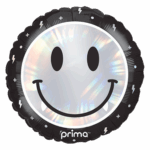 Ballon Halloween smiley vampire – noir et argent holographique