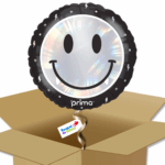 Ballon Halloween smiley vampire – noir et argent holographique - Box