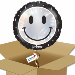 Ballon Halloween smiley vampire – noir et argent holographique - Box