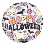 Ballon Halloween violet « Happy Halloween » – fantômes et citrouilles funky