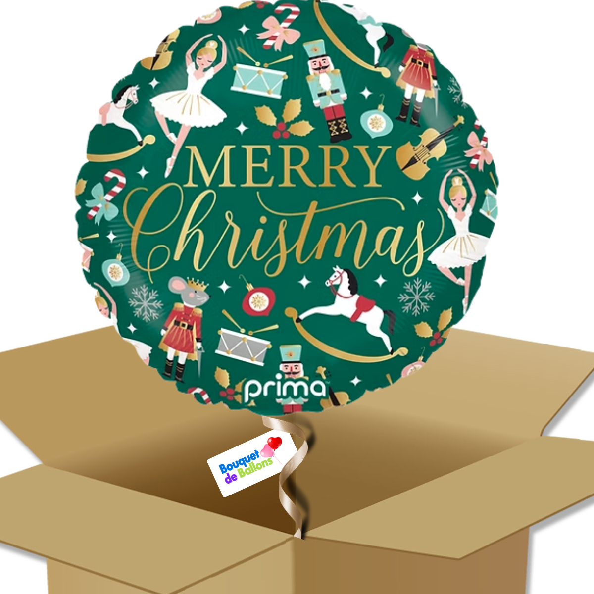 Bouquet-de-Ballons-Fond-vert-Merry-Christmas--divers-motifs-Noël-1 | Bouquet de Ballons