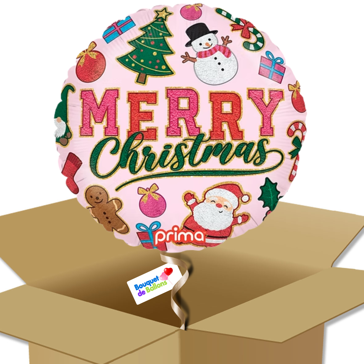 Bouquet-de-Ballons-avec-fond-rose-écrit-Merry-Christmas-2 | Bouquet de Ballons
