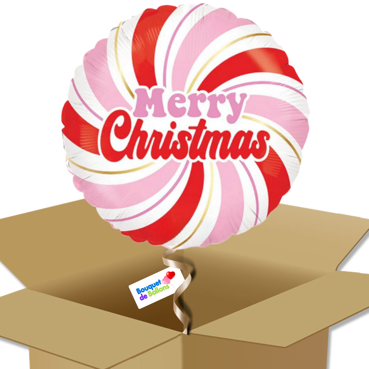 Bouquet-de-Ballons-motif-sucre-dorge-écrit-Merry-Christmas-2 | Bouquet de Ballons