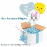 Bouquet de Ballons - Box Cadeaux - Trio de ballons - Boite blanche - Flot bleu pastel