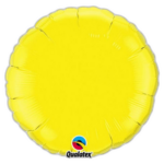 Yellow round foil balloon on a black background with the Qualatex logo at the bottom.