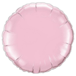 Pink round foil balloon on a black background, suggesting celebration