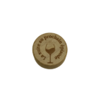 Round cork coaster with a wine glass illustration and the text 'La suite au prochain épisode' around the edge.