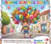 Illustration Bonne Rentrée 2026 Bouquet de Ballons, enfant avec ballons ABC, livre et globe