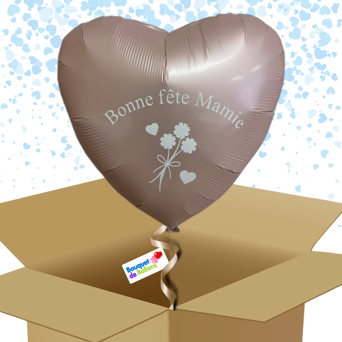 Bouquet-de-Ballons - Bonne fête Mamie - Box - Rose clair | Bouquet de Ballons Ballon personnalisé Bonne Fête Mamie dans sa box