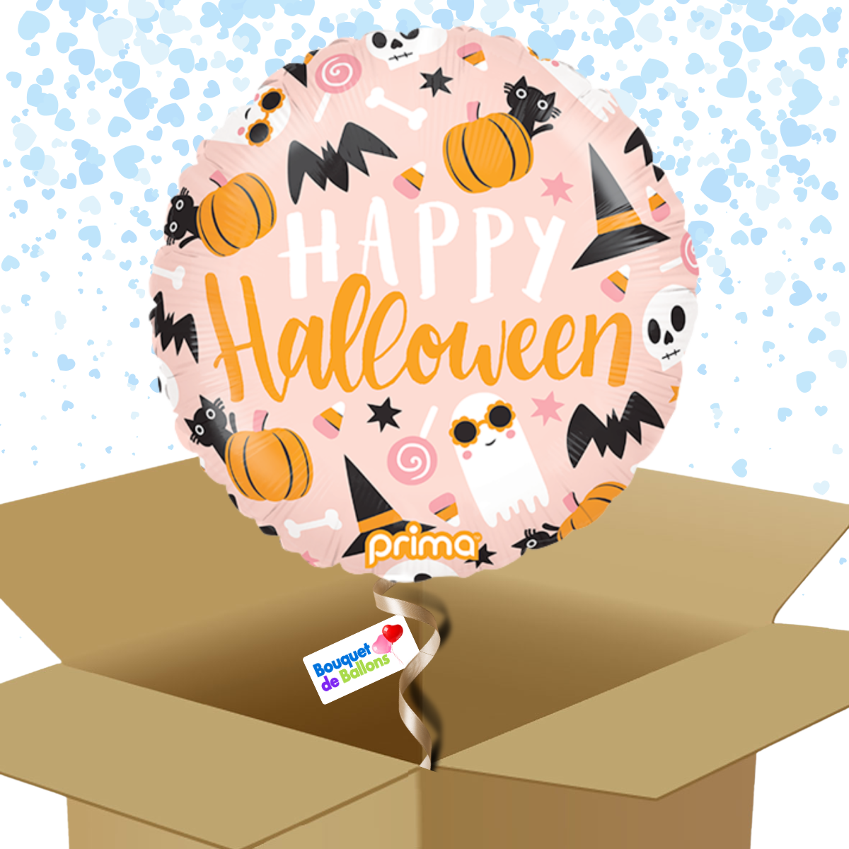 Ballon Halloween rose « Happy Halloween » – Fantômes, citrouilles & bonbons - Box | Bouquet de Ballons Ballon Halloween rose « Happy Halloween » – Fantômes, citrouilles & bonbons - Box