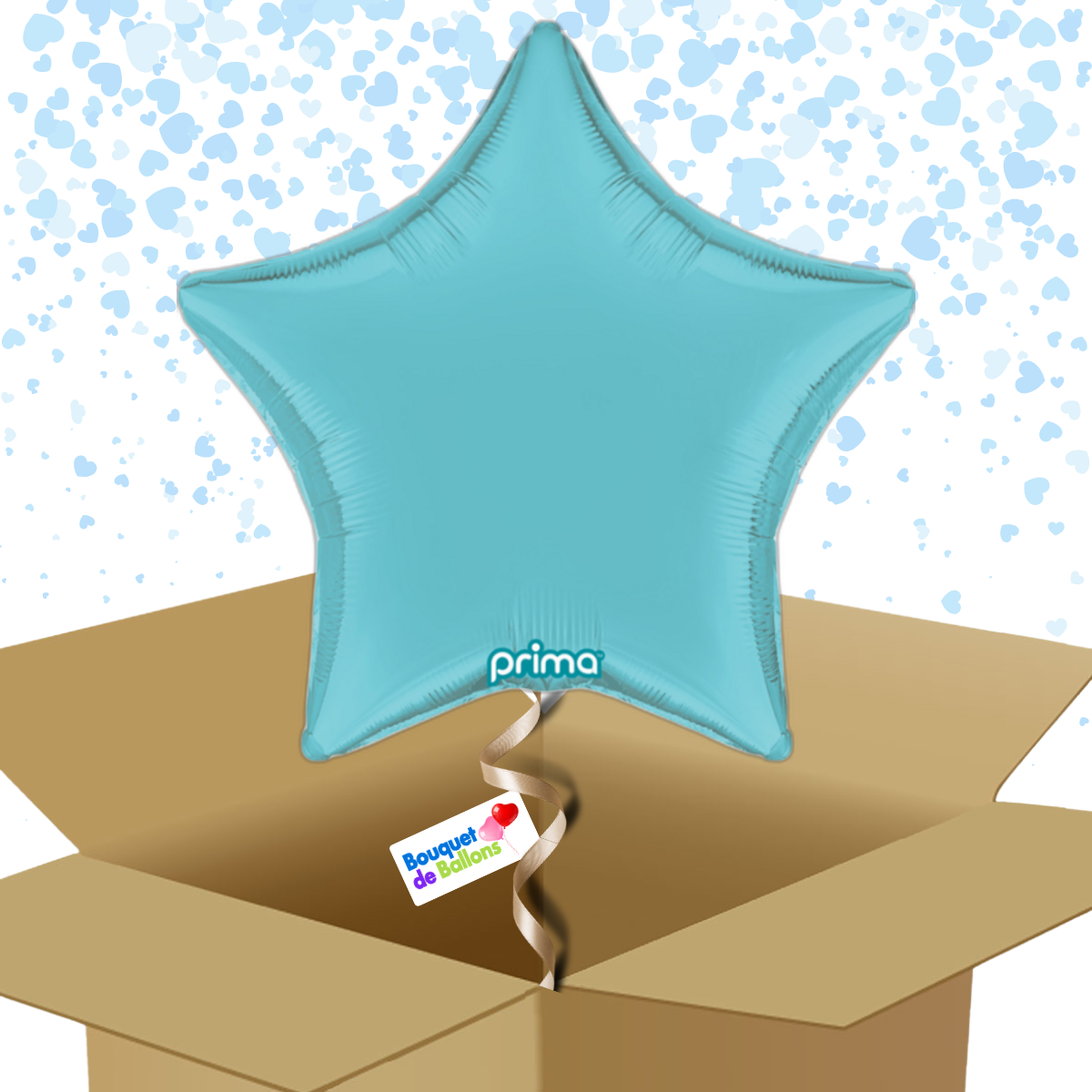 Bouquet de ballons-Ballon Etoile Bleu Ciel-Box