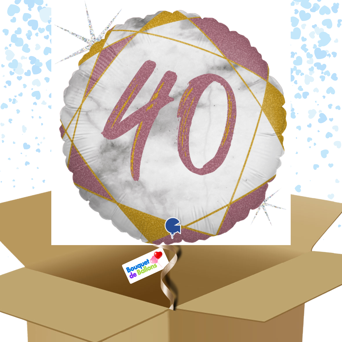 Ballons à mettre en ligne 40-Marbre Matte et Rose Gold | Bouquet de Ballons Ballons à mettre en ligne 40-Marbre Matte et Rose Gold