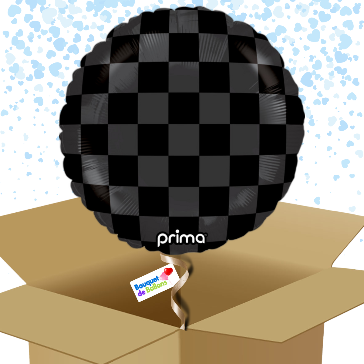 Bouquet de ballons-Ballon Noire-Imprimé Carreaux Brillant Mat-Box