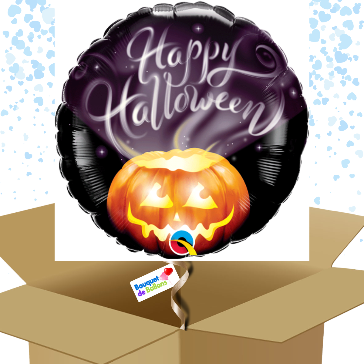Bouquet de ballons-Happy Halloween-Ballon Rond-Citrouille Enfumée-Box